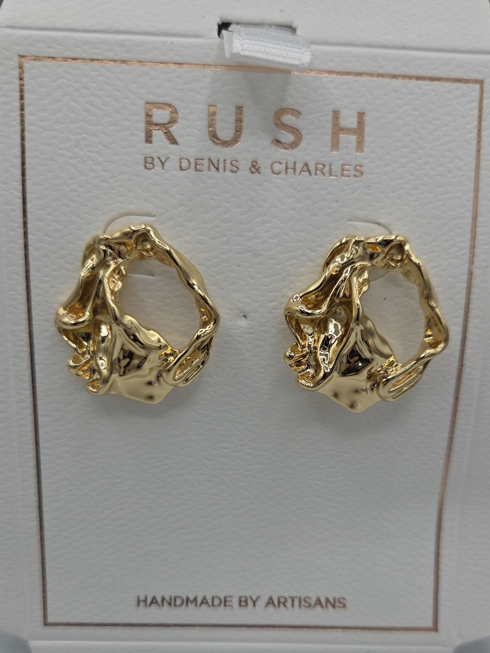 5 for $25! RUSH by Denis & Charles Gold Tone Organic Hoop Earrings